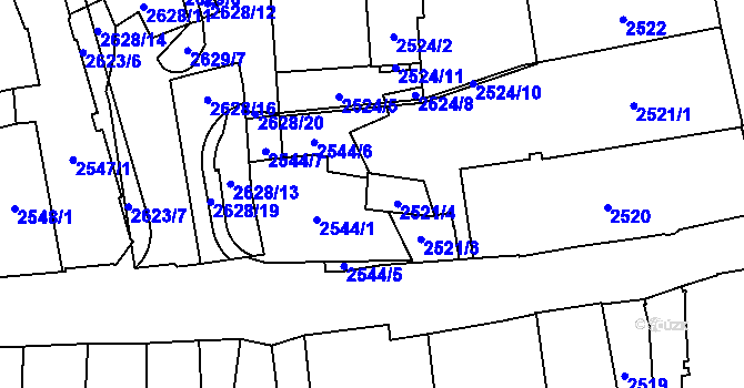 Parcela st. 2544/8 v KÚ Jihlava, Katastrální mapa
