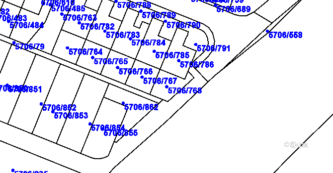 Parcela st. 5706/768 v KÚ Jihlava, Katastrální mapa