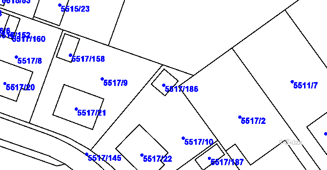 Parcela st. 5517/186 v KÚ Jihlava, Katastrální mapa
