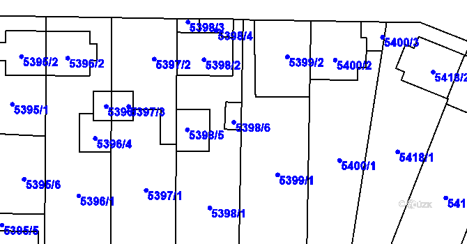 Parcela st. 5398/6 v KÚ Jihlava, Katastrální mapa