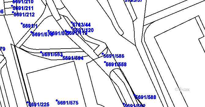 Parcela st. 5691/586 v KÚ Jihlava, Katastrální mapa