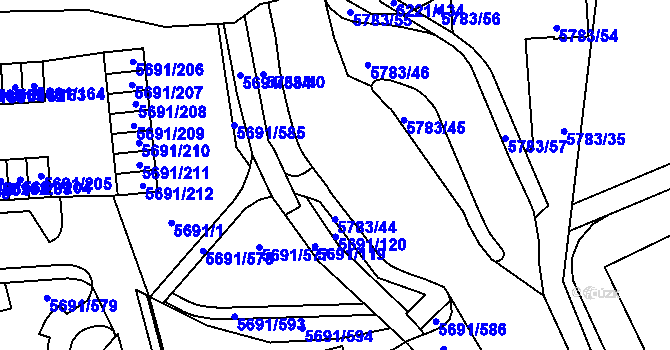 Parcela st. 5783/42 v KÚ Jihlava, Katastrální mapa