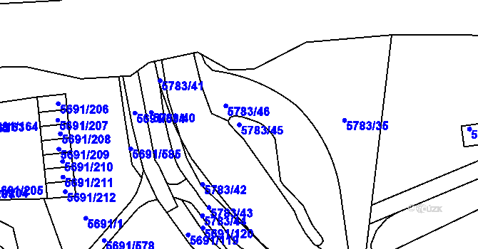 Parcela st. 5783/45 v KÚ Jihlava, Katastrální mapa