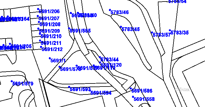 Parcela st. 5783/43 v KÚ Jihlava, Katastrální mapa