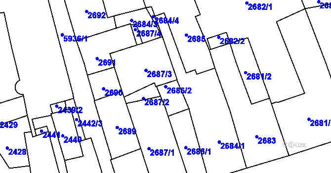 Parcela st. 2686/2 v KÚ Jihlava, Katastrální mapa