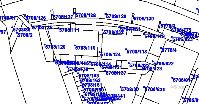 Parcela st. 5708/124 v KÚ Jihlava, Katastrální mapa