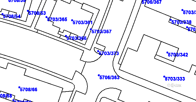 Parcela st. 5703/373 v KÚ Jihlava, Katastrální mapa