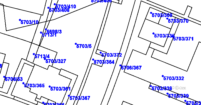 Parcela st. 5703/372 v KÚ Jihlava, Katastrální mapa