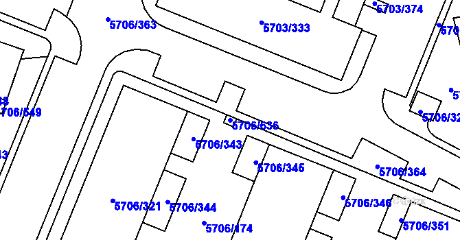 Parcela st. 5706/636 v KÚ Jihlava, Katastrální mapa