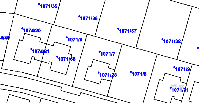Parcela st. 1071/7 v KÚ Jihlava, Katastrální mapa