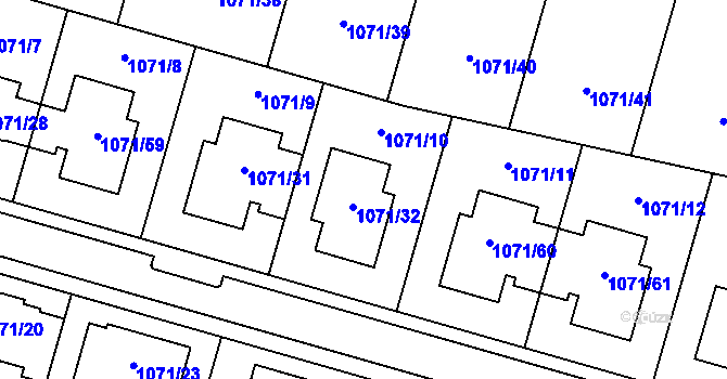Parcela st. 1071/10 v KÚ Jihlava, Katastrální mapa