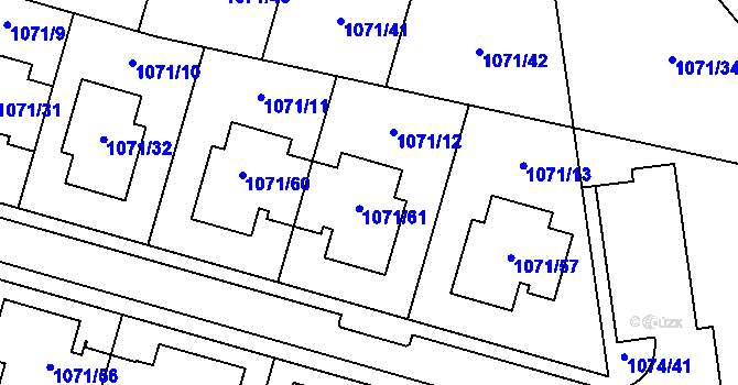 Parcela st. 1071/12 v KÚ Jihlava, Katastrální mapa