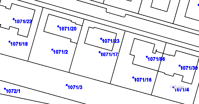 Parcela st. 1071/17 v KÚ Jihlava, Katastrální mapa
