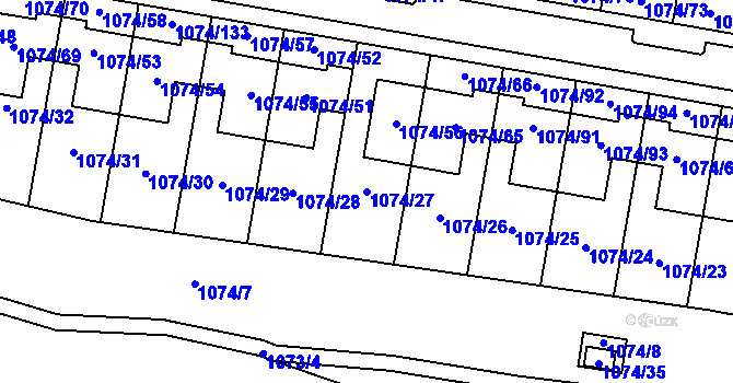 Parcela st. 1074/27 v KÚ Jihlava, Katastrální mapa