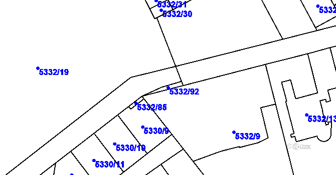 Parcela st. 5332/92 v KÚ Jihlava, Katastrální mapa