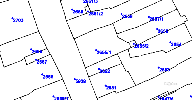 Parcela st. 2655/1 v KÚ Jihlava, Katastrální mapa