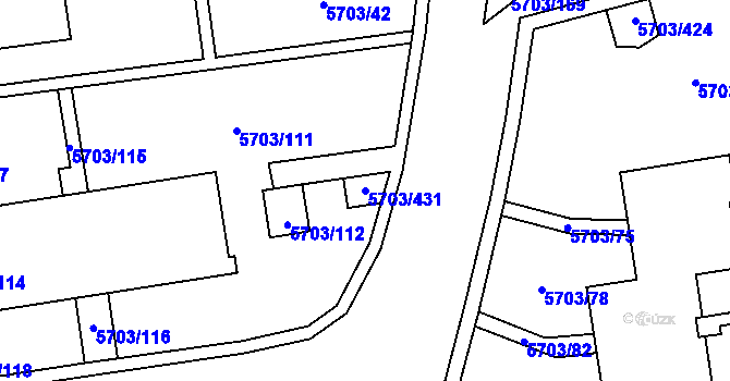 Parcela st. 5703/431 v KÚ Jihlava, Katastrální mapa