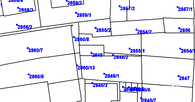 Parcela st. 2855/3 v KÚ Jihlava, Katastrální mapa