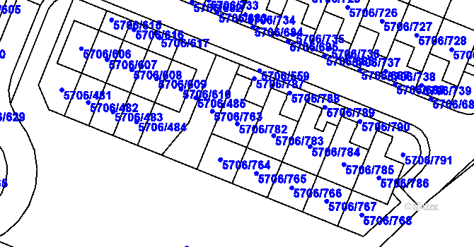 Parcela st. 5706/782 v KÚ Jihlava, Katastrální mapa
