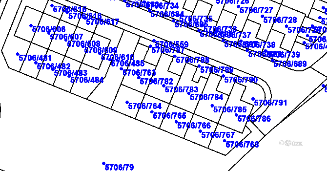 Parcela st. 5706/783 v KÚ Jihlava, Katastrální mapa
