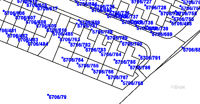 Parcela st. 5706/784 v KÚ Jihlava, Katastrální mapa