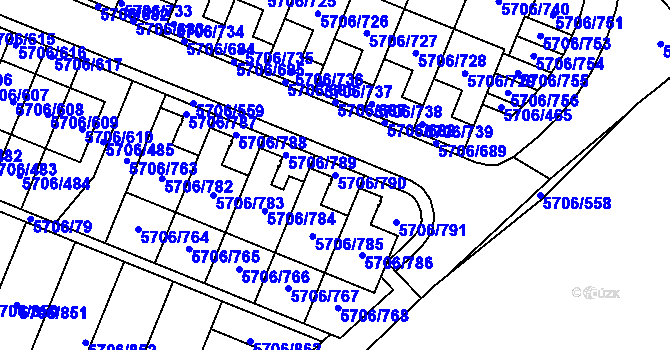 Parcela st. 5706/790 v KÚ Jihlava, Katastrální mapa