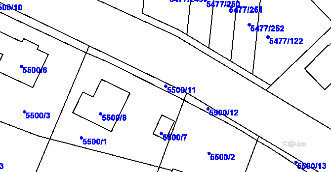 Parcela st. 5500/11 v KÚ Jihlava, Katastrální mapa