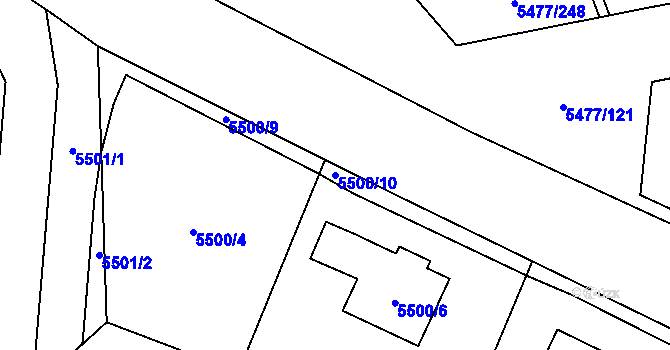 Parcela st. 5500/10 v KÚ Jihlava, Katastrální mapa