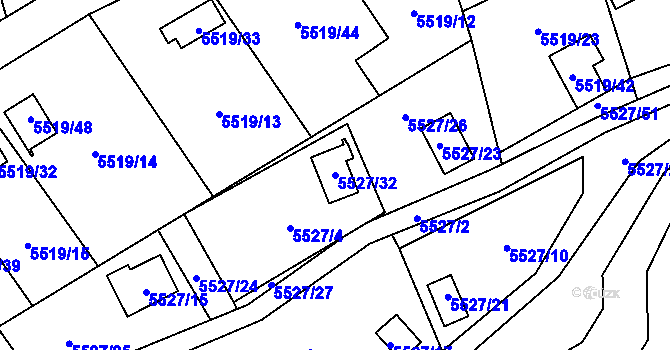 Parcela st. 5527/32 v KÚ Jihlava, Katastrální mapa