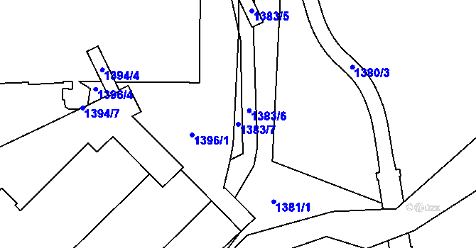 Parcela st. 1383/7 v KÚ Jihlava, Katastrální mapa