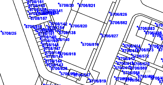 Parcela st. 5706/816 v KÚ Jihlava, Katastrální mapa