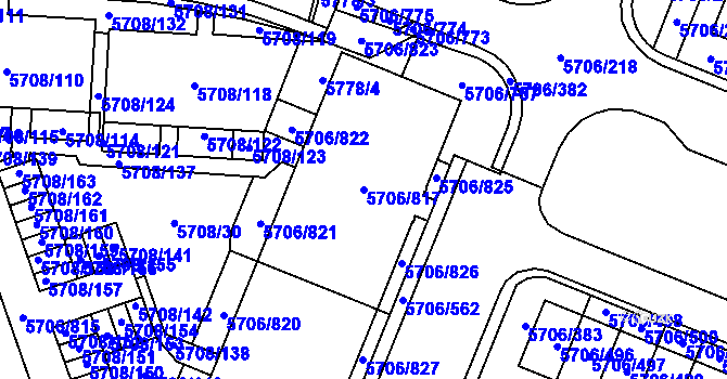 Parcela st. 5706/817 v KÚ Jihlava, Katastrální mapa