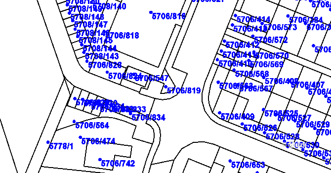 Parcela st. 5706/819 v KÚ Jihlava, Katastrální mapa