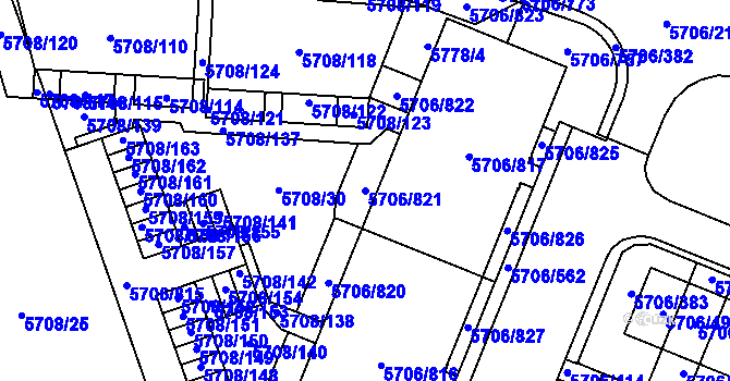 Parcela st. 5706/821 v KÚ Jihlava, Katastrální mapa