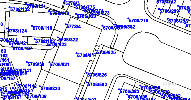 Parcela st. 5706/825 v KÚ Jihlava, Katastrální mapa