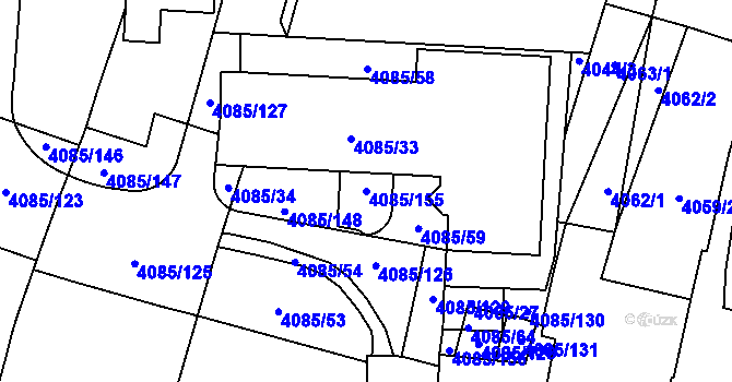 Parcela st. 4085/155 v KÚ Jihlava, Katastrální mapa