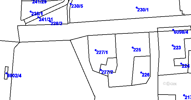 Parcela st. 227/1 v KÚ Jihlava, Katastrální mapa