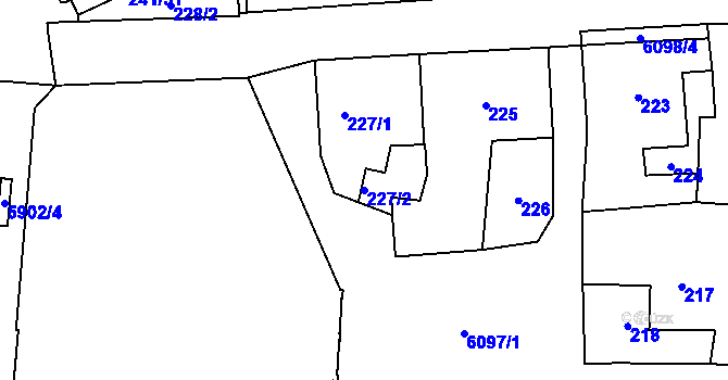 Parcela st. 227/2 v KÚ Jihlava, Katastrální mapa