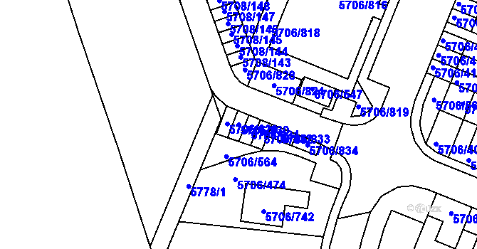 Parcela st. 5706/830 v KÚ Jihlava, Katastrální mapa