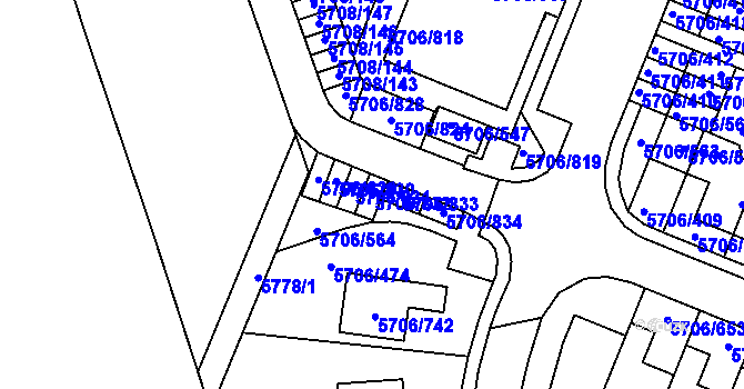 Parcela st. 5706/832 v KÚ Jihlava, Katastrální mapa