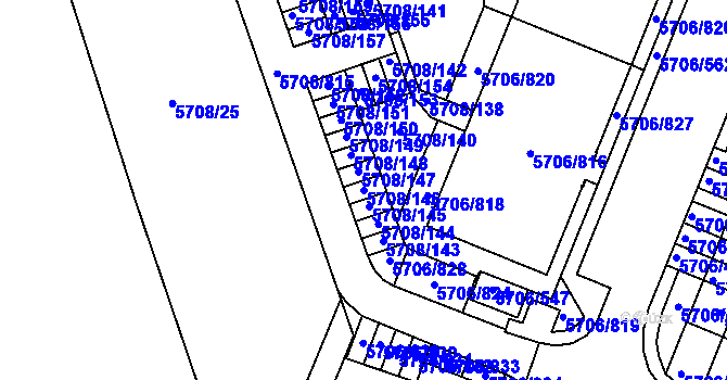 Parcela st. 5708/146 v KÚ Jihlava, Katastrální mapa