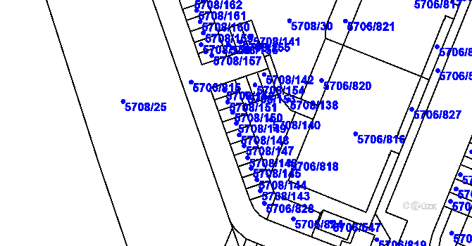 Parcela st. 5708/149 v KÚ Jihlava, Katastrální mapa