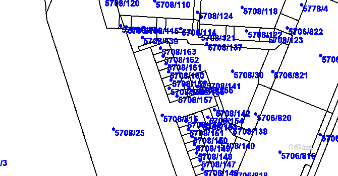 Parcela st. 5708/158 v KÚ Jihlava, Katastrální mapa