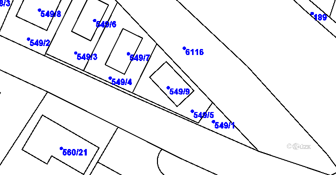 Parcela st. 549/9 v KÚ Jihlava, Katastrální mapa