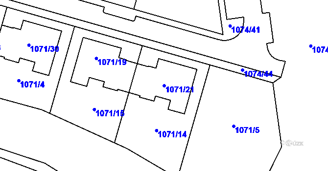 Parcela st. 1071/21 v KÚ Jihlava, Katastrální mapa
