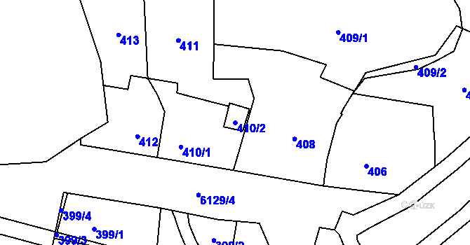 Parcela st. 410/2 v KÚ Jihlava, Katastrální mapa