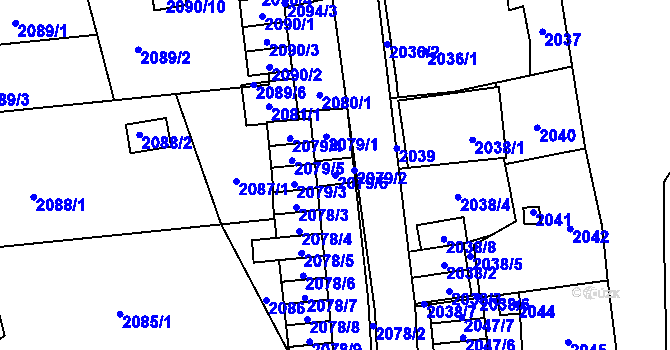 Parcela st. 2079/6 v KÚ Jihlava, Katastrální mapa