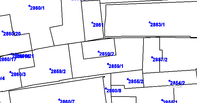 Parcela st. 2859/2 v KÚ Jihlava, Katastrální mapa
