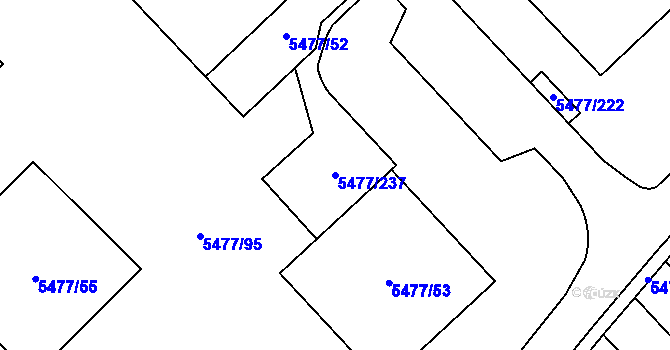 Parcela st. 5477/237 v KÚ Jihlava, Katastrální mapa