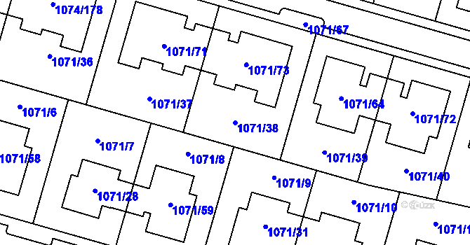 Parcela st. 1071/38 v KÚ Jihlava, Katastrální mapa